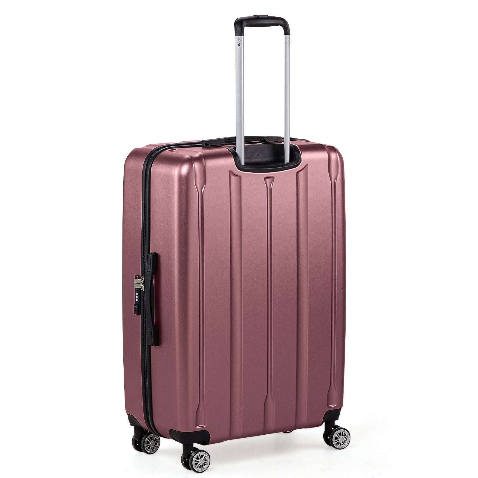 3-in-1 suitcase vertical stripes trolley case 20in 24in 28in ABS PC fashion color 02-wine red