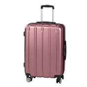 3-in-1 suitcase vertical stripes trolley case 20in 24in 28in ABS PC fashion color 02-wine red