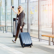 3-in-1 suitcase with vertical stripes 20in 24in 28in ABS PC classic color 02-dark blue