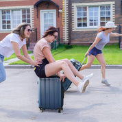 3-in-1 suitcase with vertical stripes 20in 24in 28in ABS PC classic color 02-dark blue