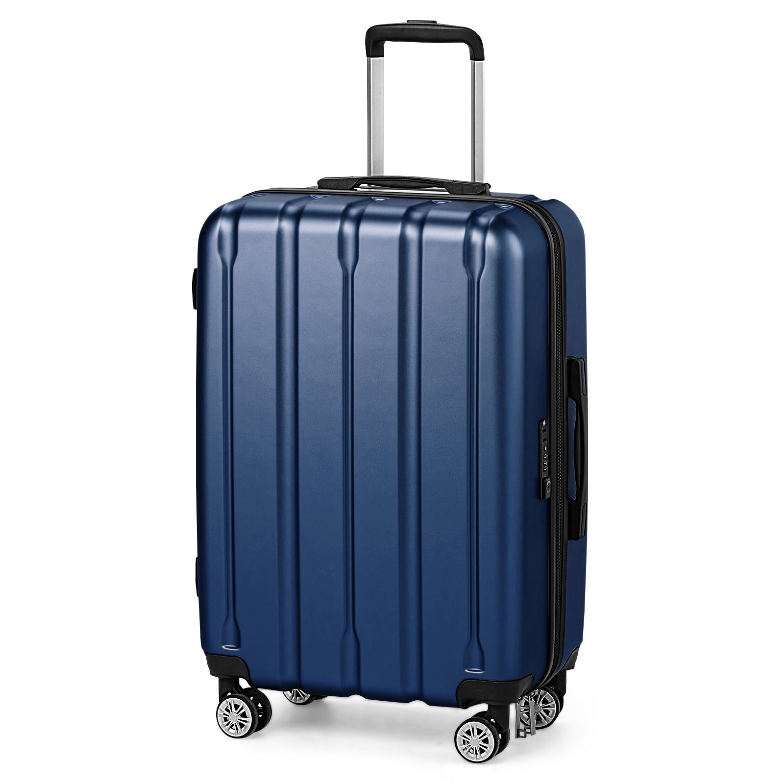 3-in-1 suitcase with vertical stripes 20in 24in 28in ABS PC classic color 02-dark blue