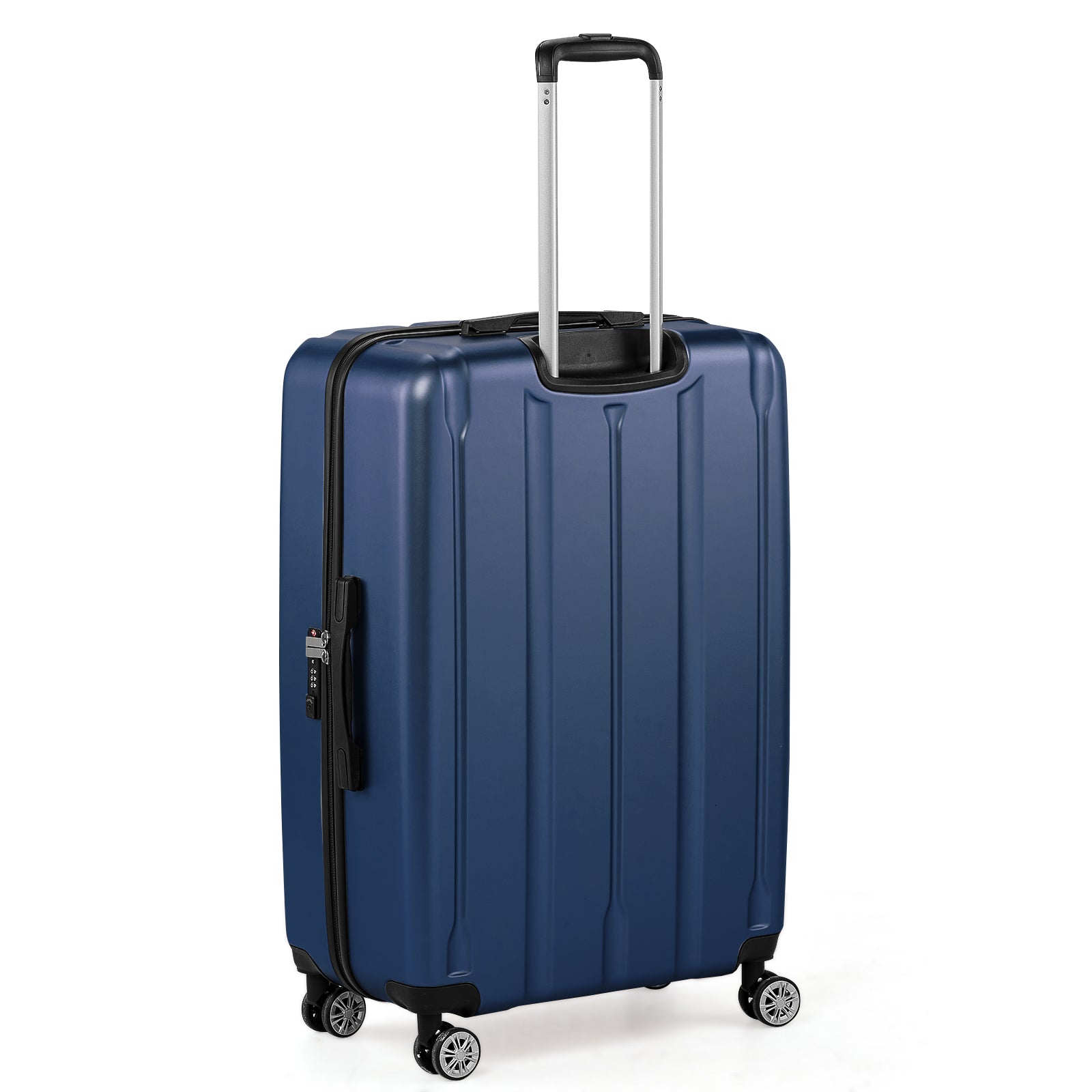 3-in-1 suitcase with vertical stripes 20in 24in 28in ABS PC classic color 02-dark blue