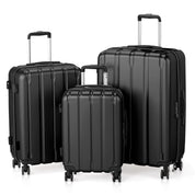 3-in-1 Set Vertical Stripe ABS&PC Trolley Case 20in 24in 28in ABS PC Classic Color 02-Black