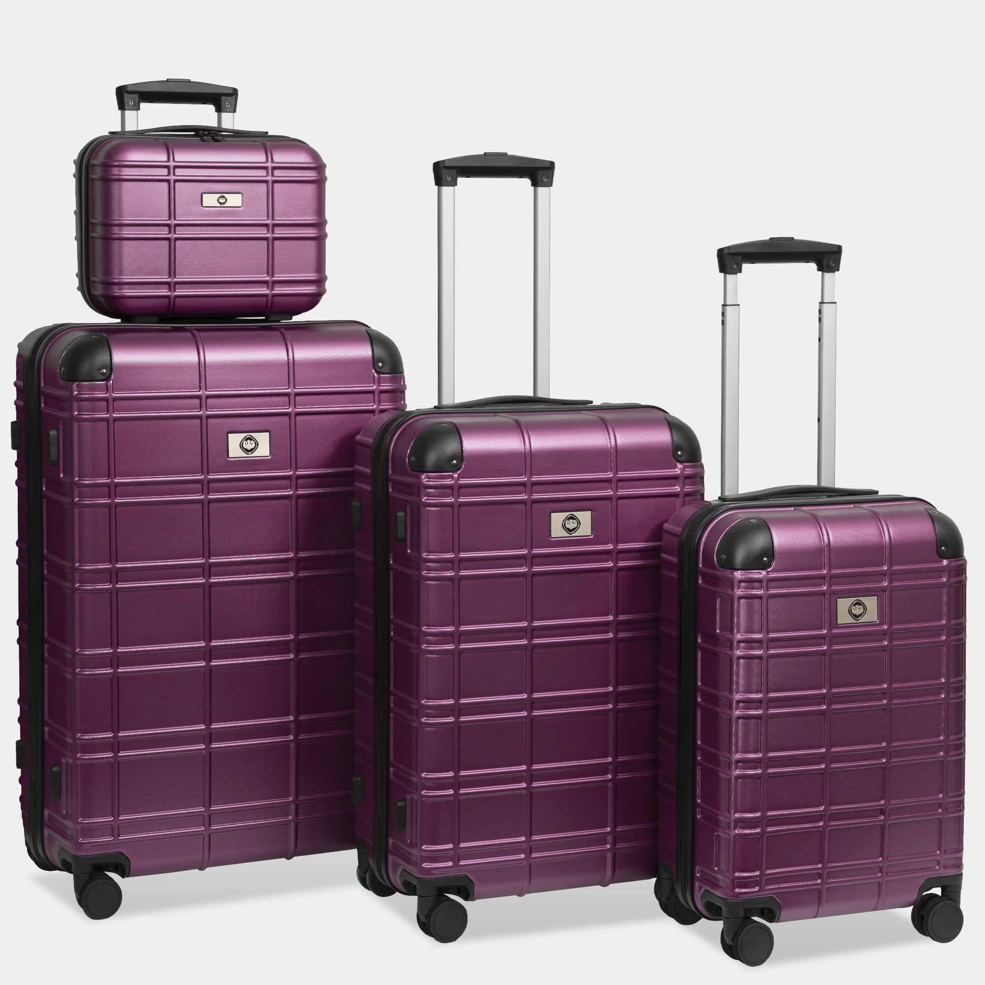 Luggage Sets ABS+PC Hardshell 4pcs Luggage Hardside Lightweight Durable Suitcase sets Spinner Wheels Suitcase with TSA Lock (12/20/24/28),Purple