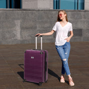 Luggage Sets ABS+PC Hardshell 4pcs Luggage Hardside Lightweight Durable Suitcase sets Spinner Wheels Suitcase with TSA Lock (12/20/24/28),Purple