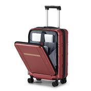 Carry on Luggage 22 X 14 X 9 Airline Approved, ABS+PC 20 Inch Luggage with Front Compartment, Double Spinner Wheels, TSA Lock，Wine Red Color