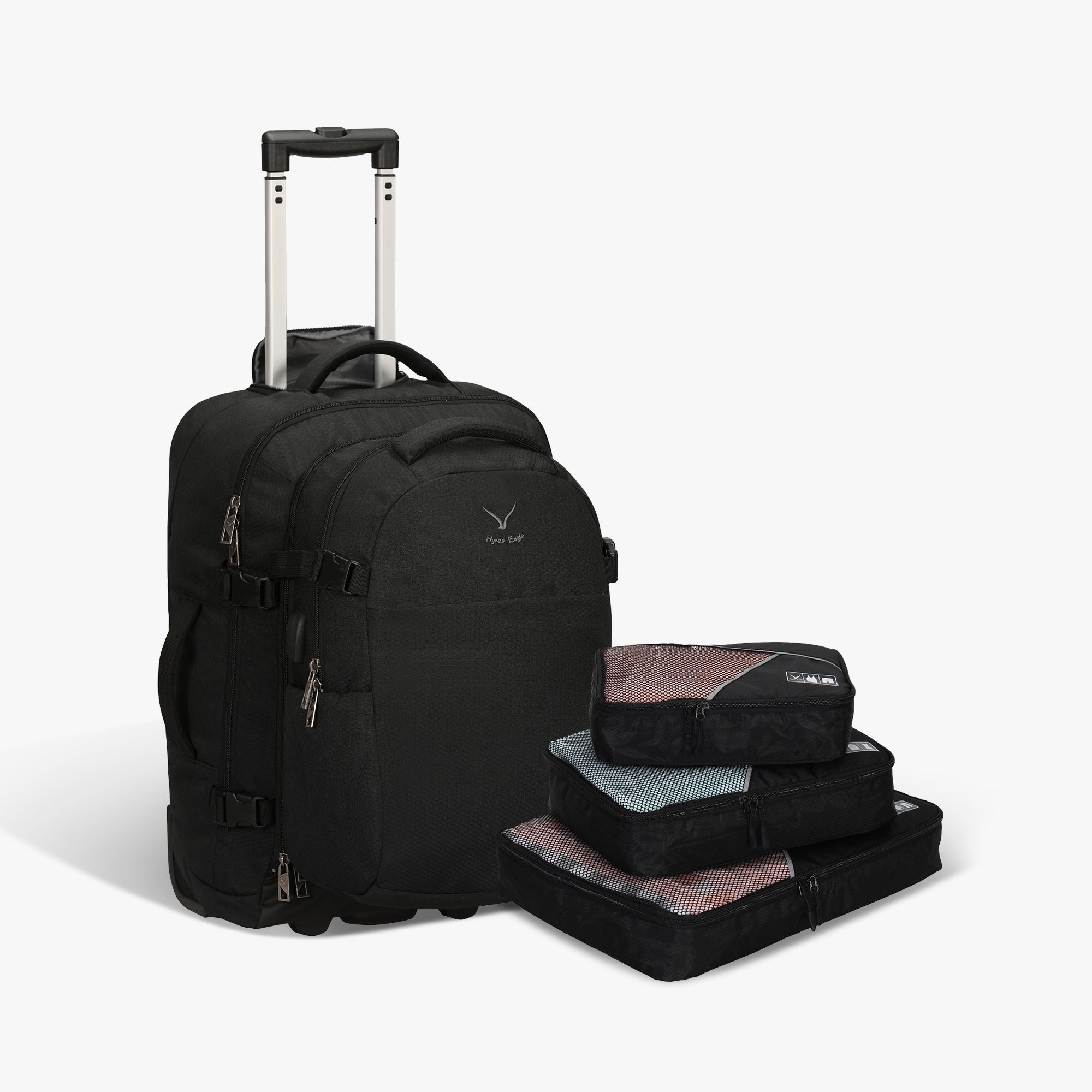 Expedition 63L 2-in-1 Rolling Backpack + PackPal Cube Set-Black