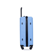 3 Piece Luggage Sets ABS Lightweight Suitcase with Two Hooks, Spinner Wheels, TSA Lock, (20/24/28) LIGHT BLUE