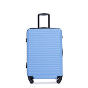 3 Piece Luggage Sets ABS Lightweight Suitcase with Two Hooks, Spinner Wheels, TSA Lock, (20/24/28) LIGHT BLUE