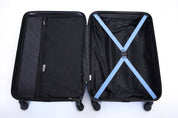 3 Piece Luggage Sets ABS Lightweight Suitcase with Two Hooks, Spinner Wheels, TSA Lock, (20/24/28) LIGHT BLUE