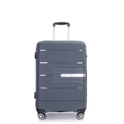 Hardshell Suitcase Double Spinner Wheels PP Luggage Sets Lightweight Durable Suitcase with TSA Lock,3-Piece Set (20/24/28) , Gray