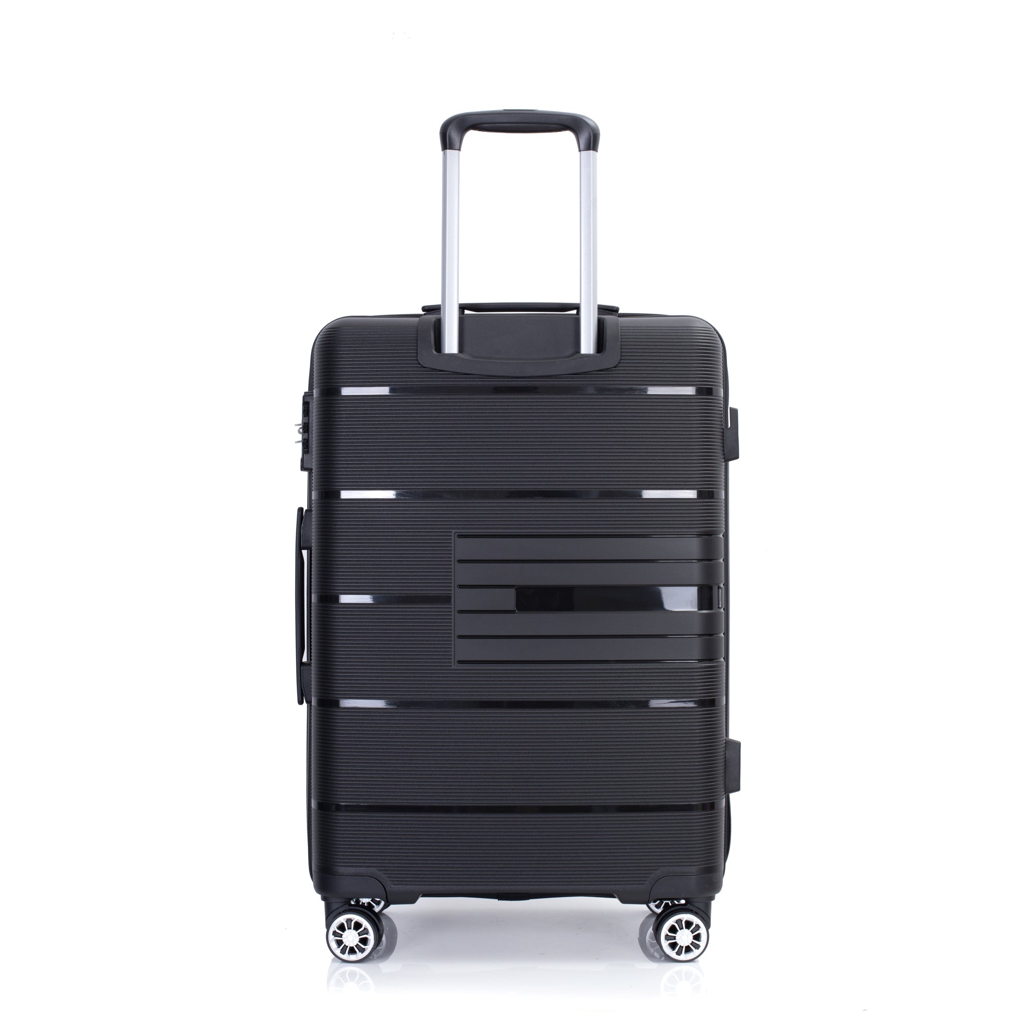 Hardshell Suitcase Double Spinner Wheels PP Luggage Sets Lightweight Durable Suitcase with TSA Lock,3-Piece Set (20/24/28) , Black
