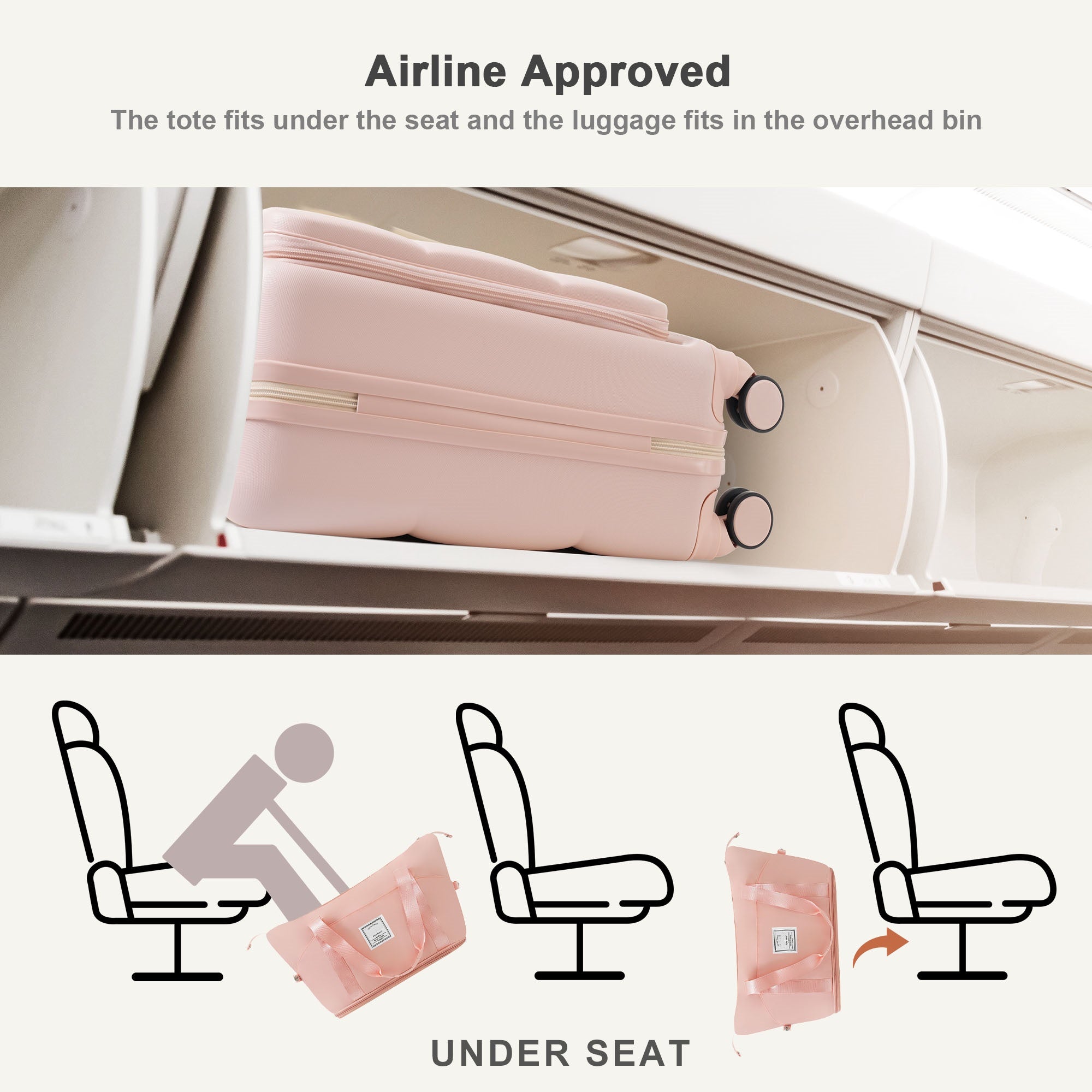 3-Piece Luggage Set with 20" Front-Opening Carry-On, 28" Expandable Suitcase, and Expandable Travel Bag, pink