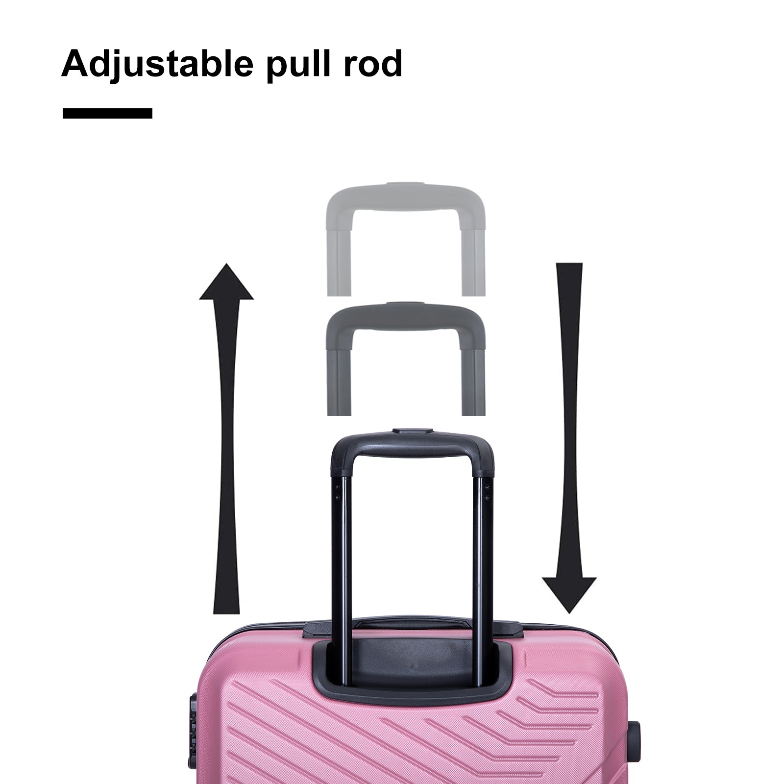3 Piece Luggage Sets ABS Lightweight Suitcase with Two Hooks, Spinner Wheels, TSA Lock, (20/24/28), Pink