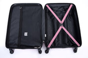 3 Piece Luggage Sets ABS Lightweight Suitcase with Two Hooks, Spinner Wheels, TSA Lock, (20/24/28), Pink