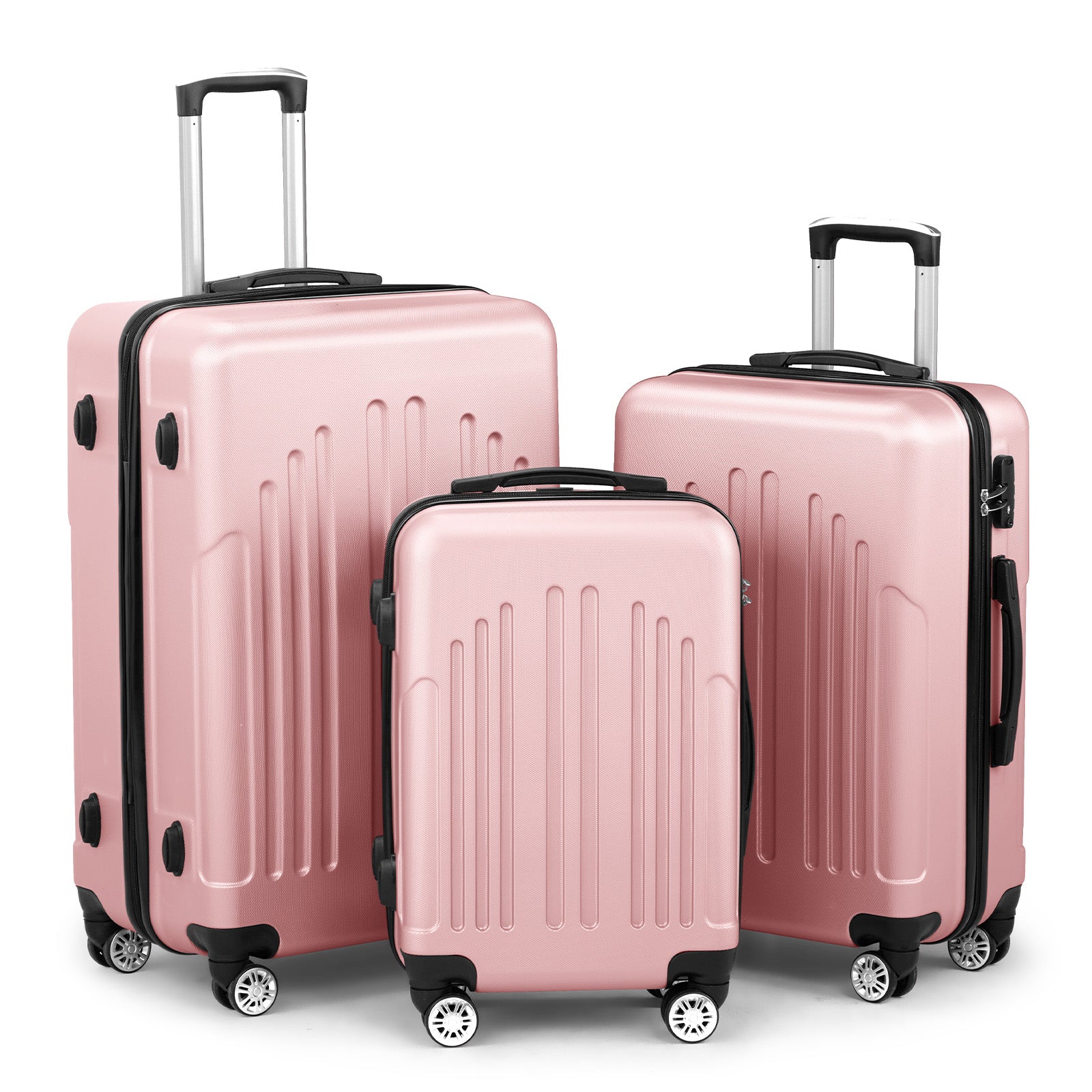 Luggage Set of 3, ABS+PC Hardside Suitcase Sets with TSA Lock 4 Spinner Wheels, Lightweight Trolley Travel Case for Carry On Check-in Business Trip, 20" 24" 28"