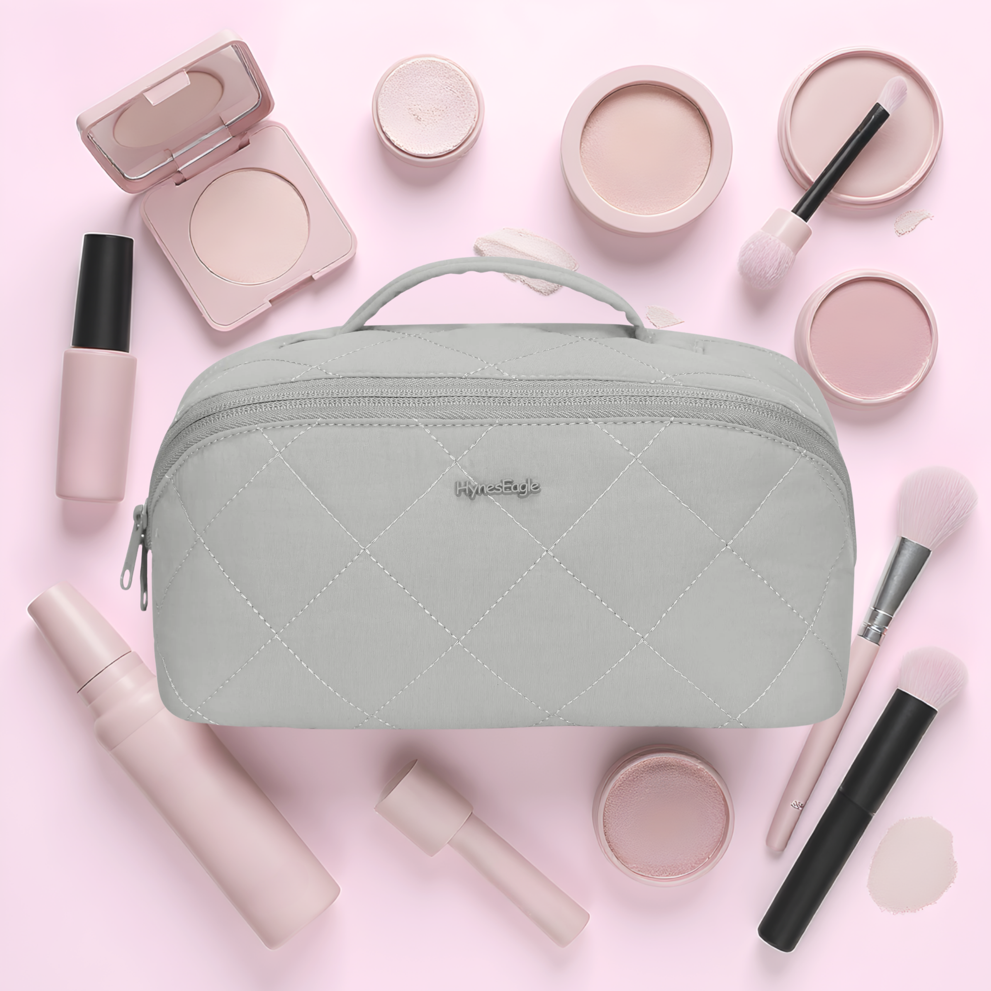 Hynes Eagle Women Quilted Makeup & Toiletry Organizer – Water-Resistant Travel Cosmetic Bag
