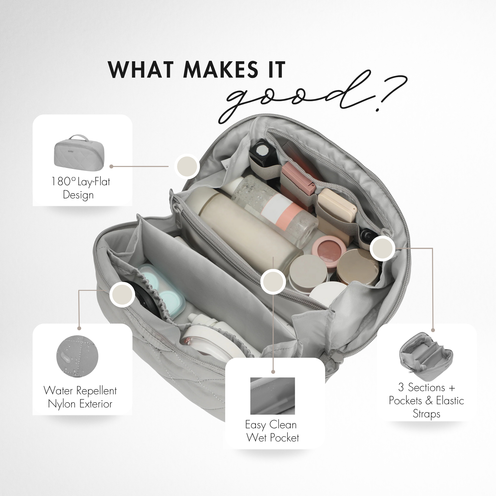 Hynes Eagle Women Quilted Makeup & Toiletry Organizer – Water-Resistant Travel Cosmetic Bag