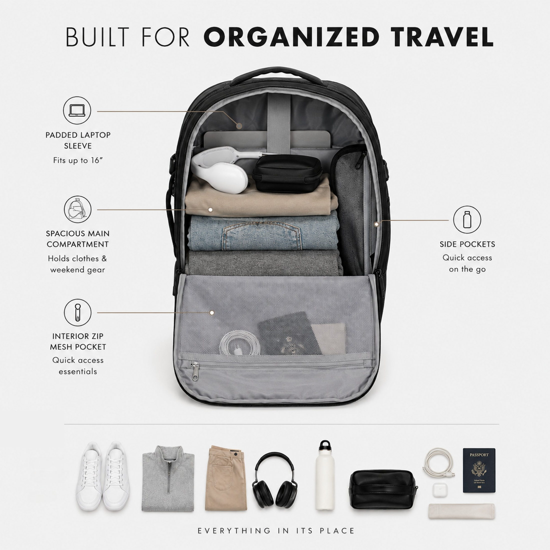 26L Expandable Carry On Backpack - Hynes Eagle