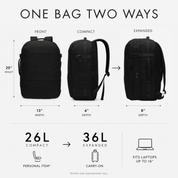 26L Expandable Carry On Backpack - Hynes Eagle