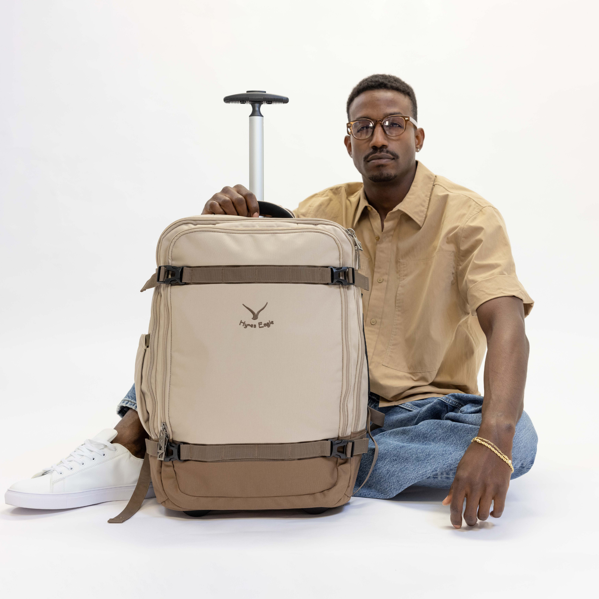 Hynes Eagle 42L Rolling Backpack Carry-On – 2-Wheel Travel Suitcase with Laptop Sleeve, TSA Approved