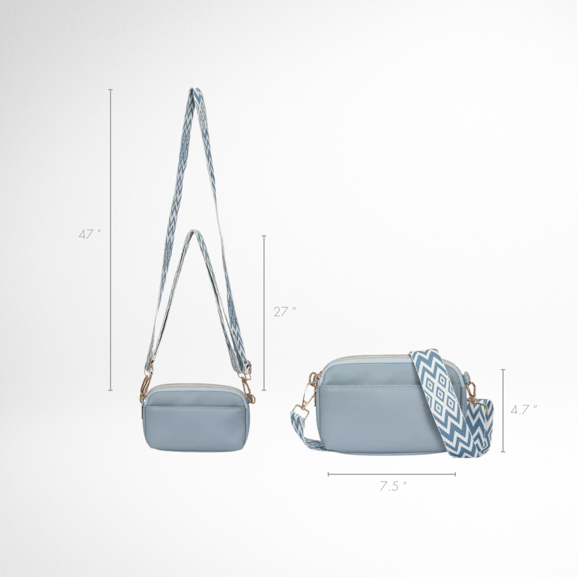 Hynes Eagle Women Compact Vegan Leather Crossbody – Convertible Small Shoulder Bag with Woven Strap & 3 Zipper Compartments