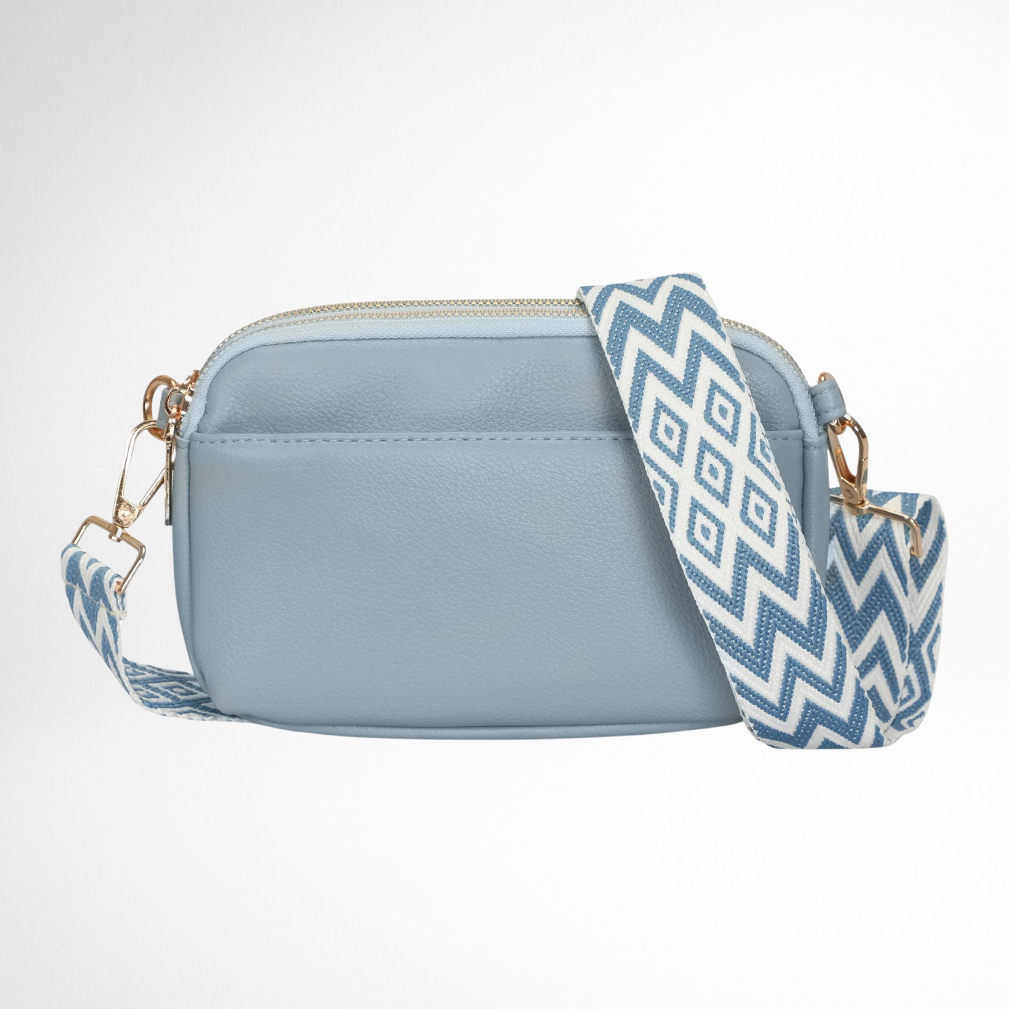 Hynes Eagle Women Compact Vegan Leather Crossbody – Convertible Small Shoulder Bag with Woven Strap & 3 Zipper Compartments