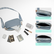 Hynes Eagle Women Compact Vegan Leather Crossbody – Convertible Small Shoulder Bag with Woven Strap & 3 Zipper Compartments