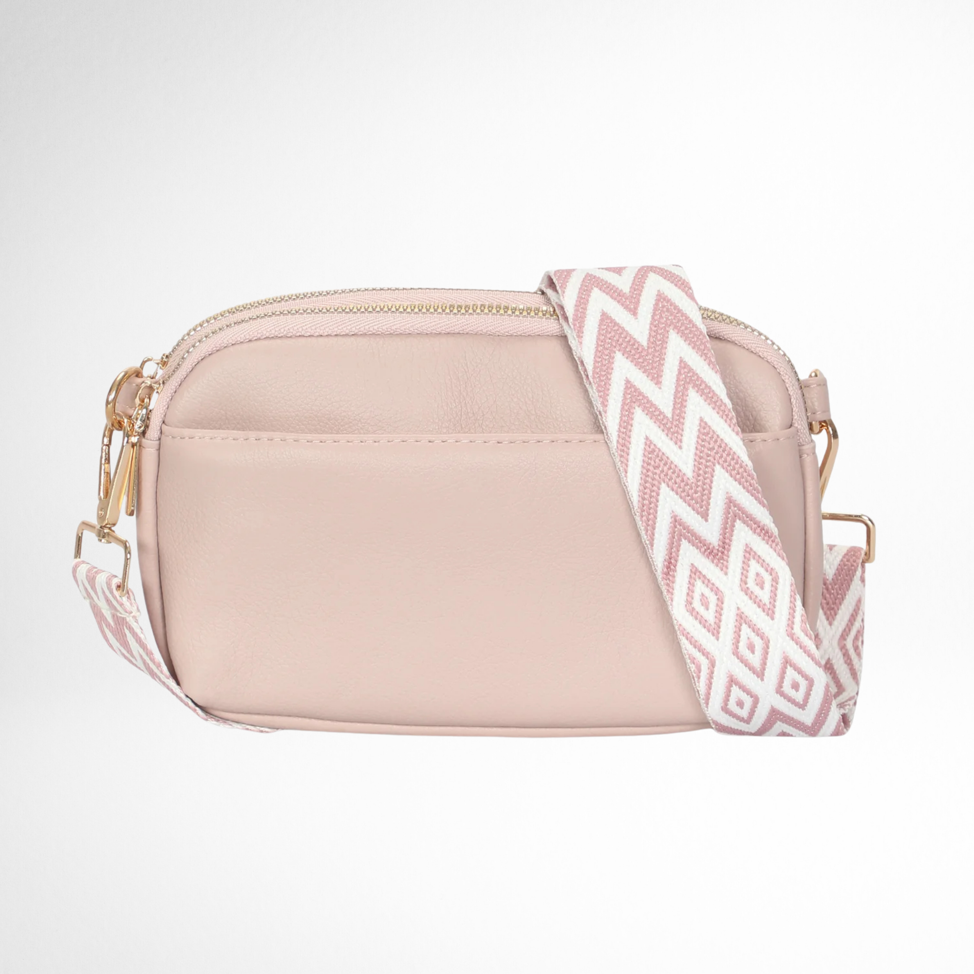 Hynes Eagle Women Compact Vegan Leather Crossbody – Convertible Small Shoulder Bag with Woven Strap & 3 Zipper Compartments