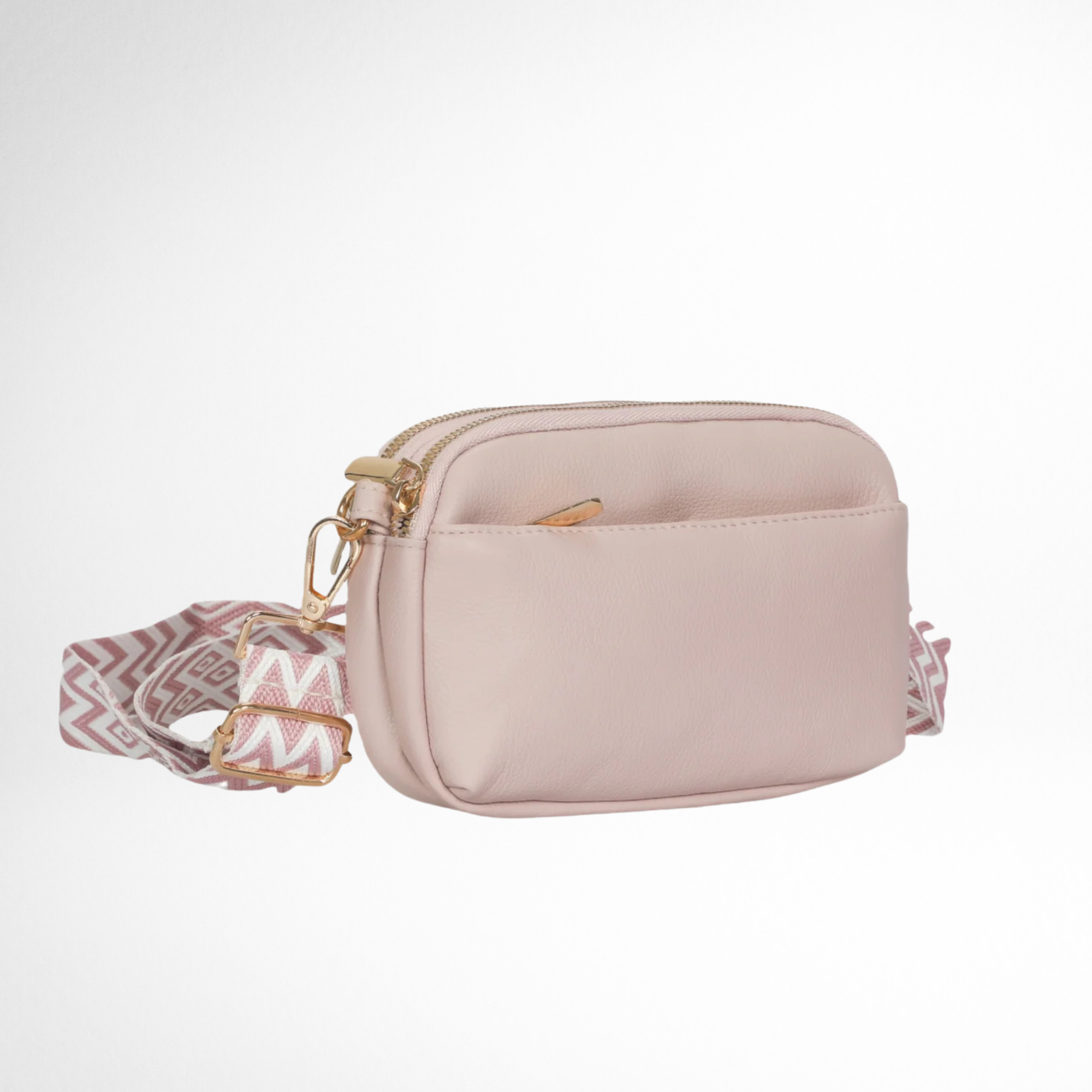 Hynes Eagle Women Compact Vegan Leather Crossbody – Convertible Small Shoulder Bag with Woven Strap & 3 Zipper Compartments