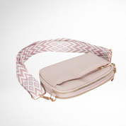 Hynes Eagle Women Compact Vegan Leather Crossbody – Convertible Small Shoulder Bag with Woven Strap & 3 Zipper Compartments