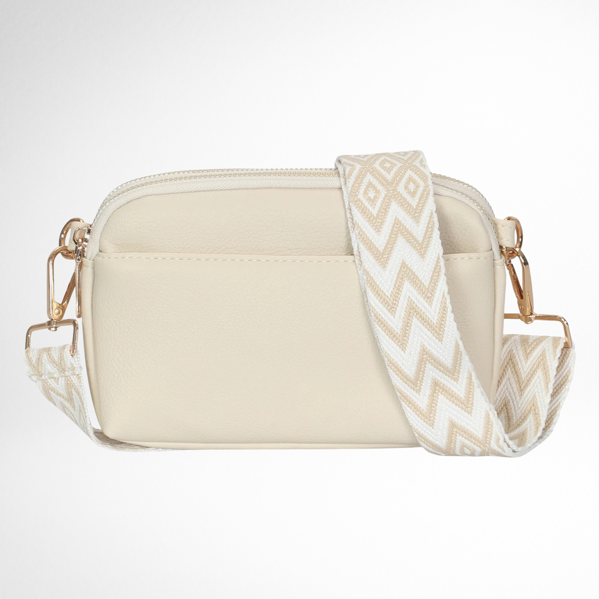 Hynes Eagle Women Compact Vegan Leather Crossbody – Convertible Small Shoulder Bag with Woven Strap & 3 Zipper Compartments