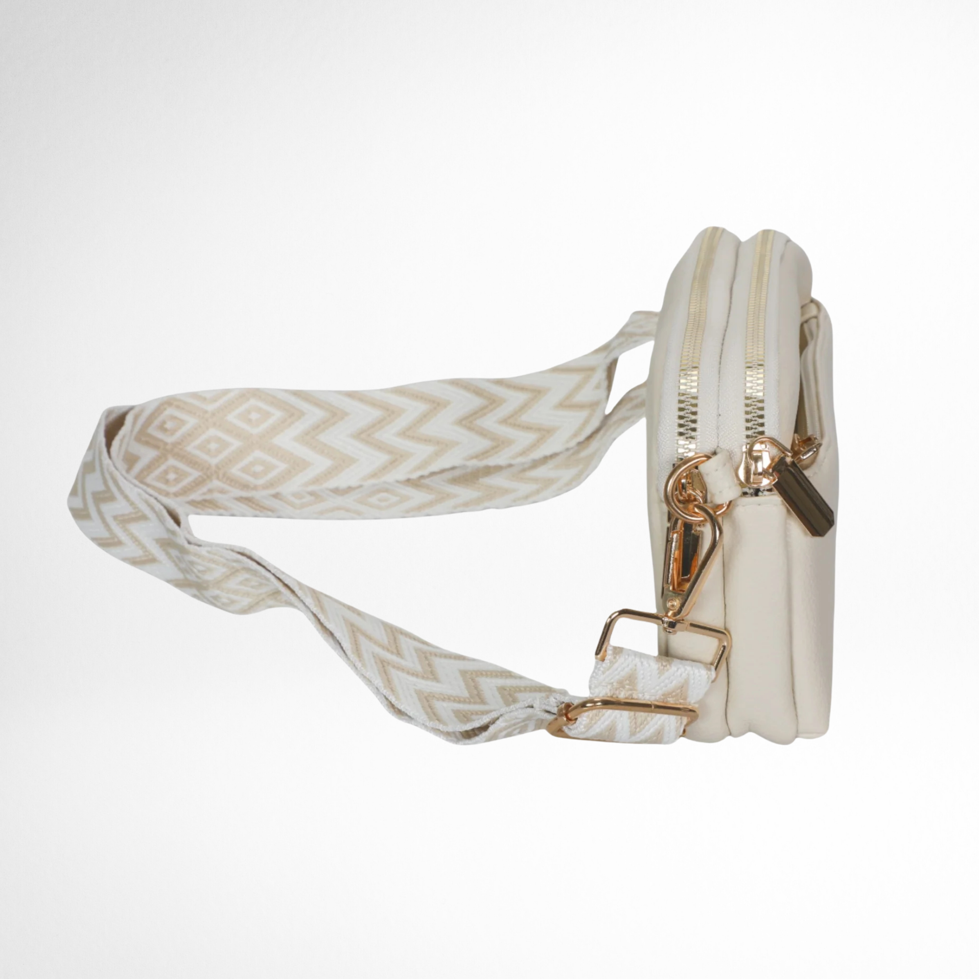 Hynes Eagle Women Compact Vegan Leather Crossbody – Convertible Small Shoulder Bag with Woven Strap & 3 Zipper Compartments