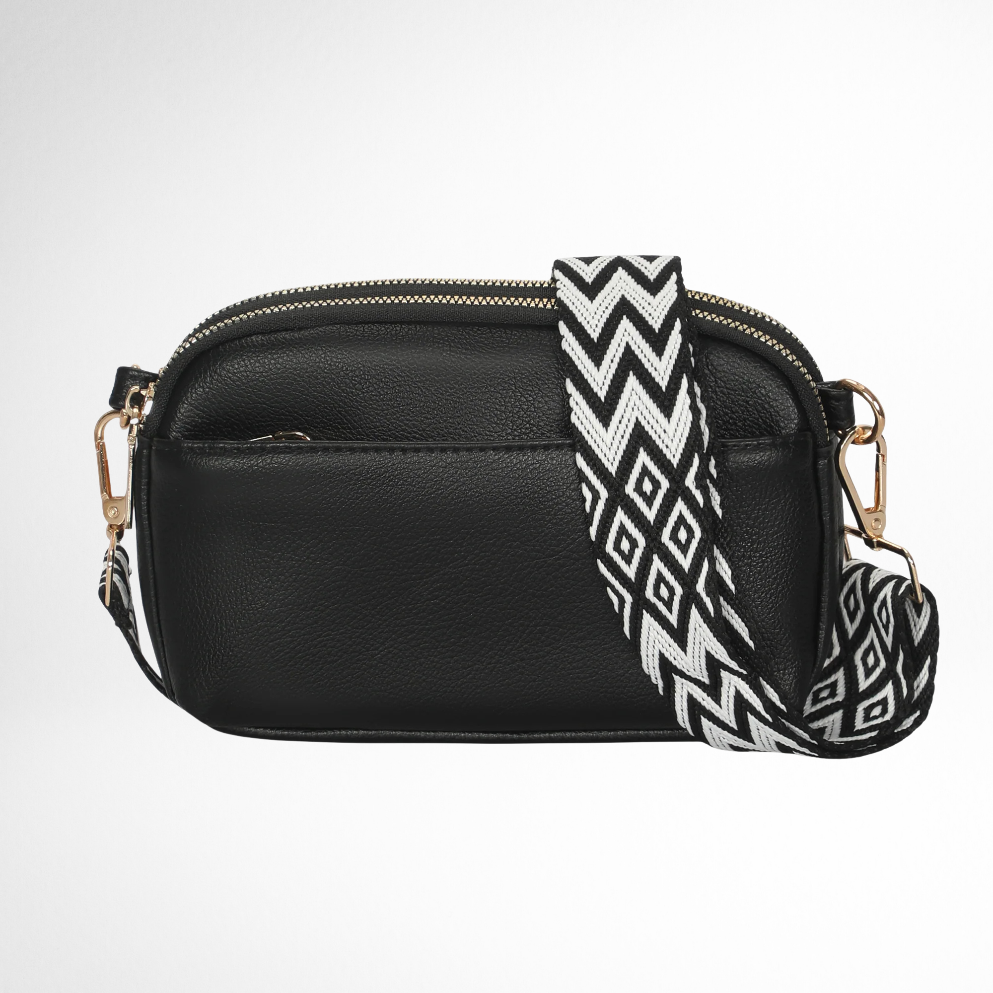 Hynes Eagle Women Compact Vegan Leather Crossbody – Convertible Small Shoulder Bag with Woven Strap & 3 Zipper Compartments