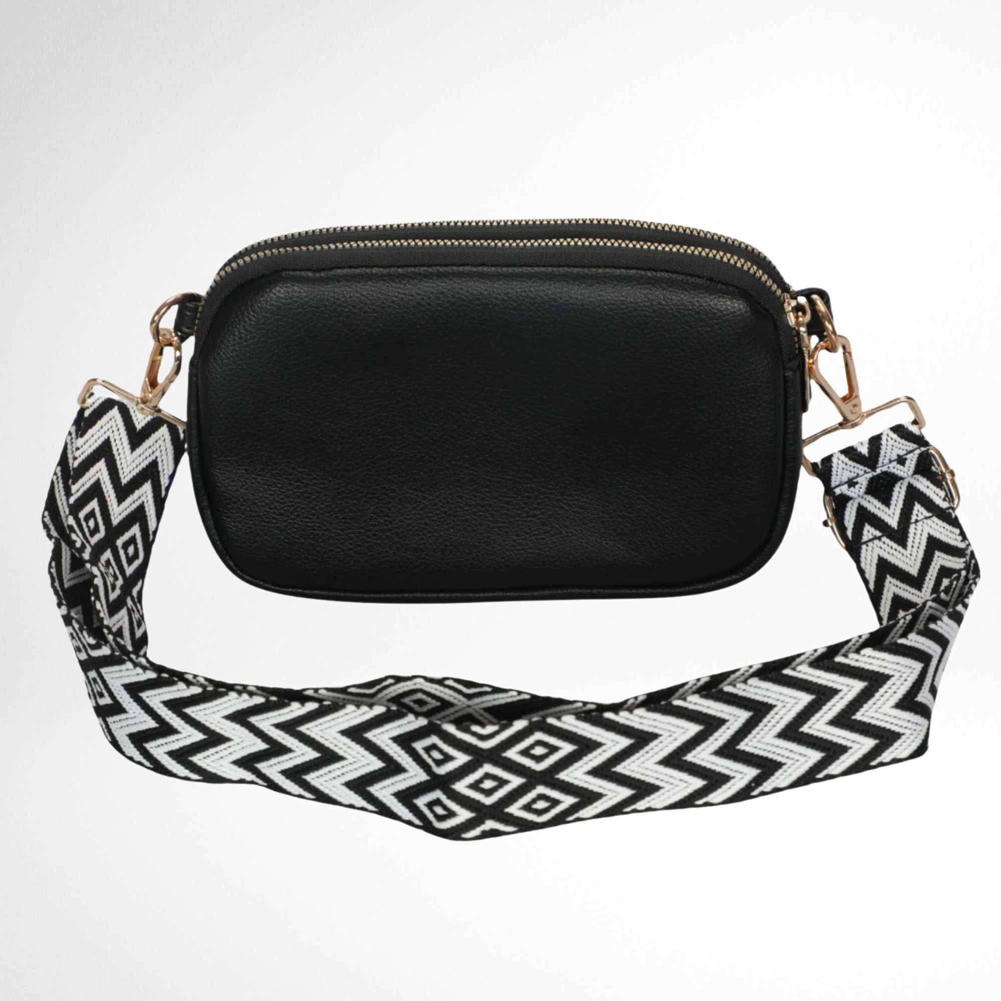 Hynes Eagle Women Compact Vegan Leather Crossbody – Convertible Small Shoulder Bag with Woven Strap & 3 Zipper Compartments