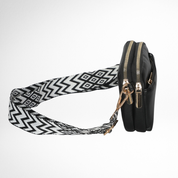 Hynes Eagle Women Compact Vegan Leather Crossbody – Convertible Small Shoulder Bag with Woven Strap & 3 Zipper Compartments