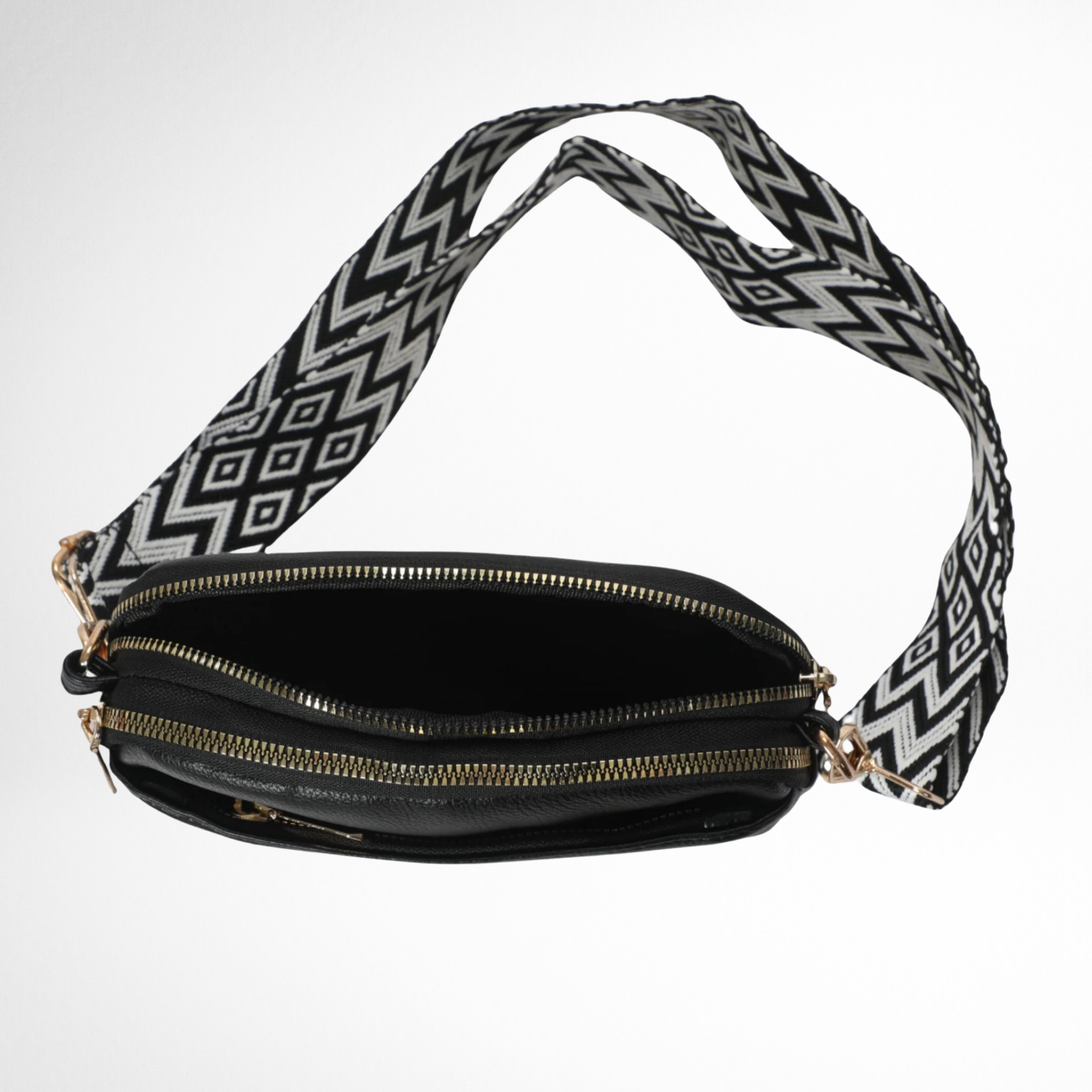 Hynes Eagle Women Compact Vegan Leather Crossbody – Convertible Small Shoulder Bag with Woven Strap & 3 Zipper Compartments