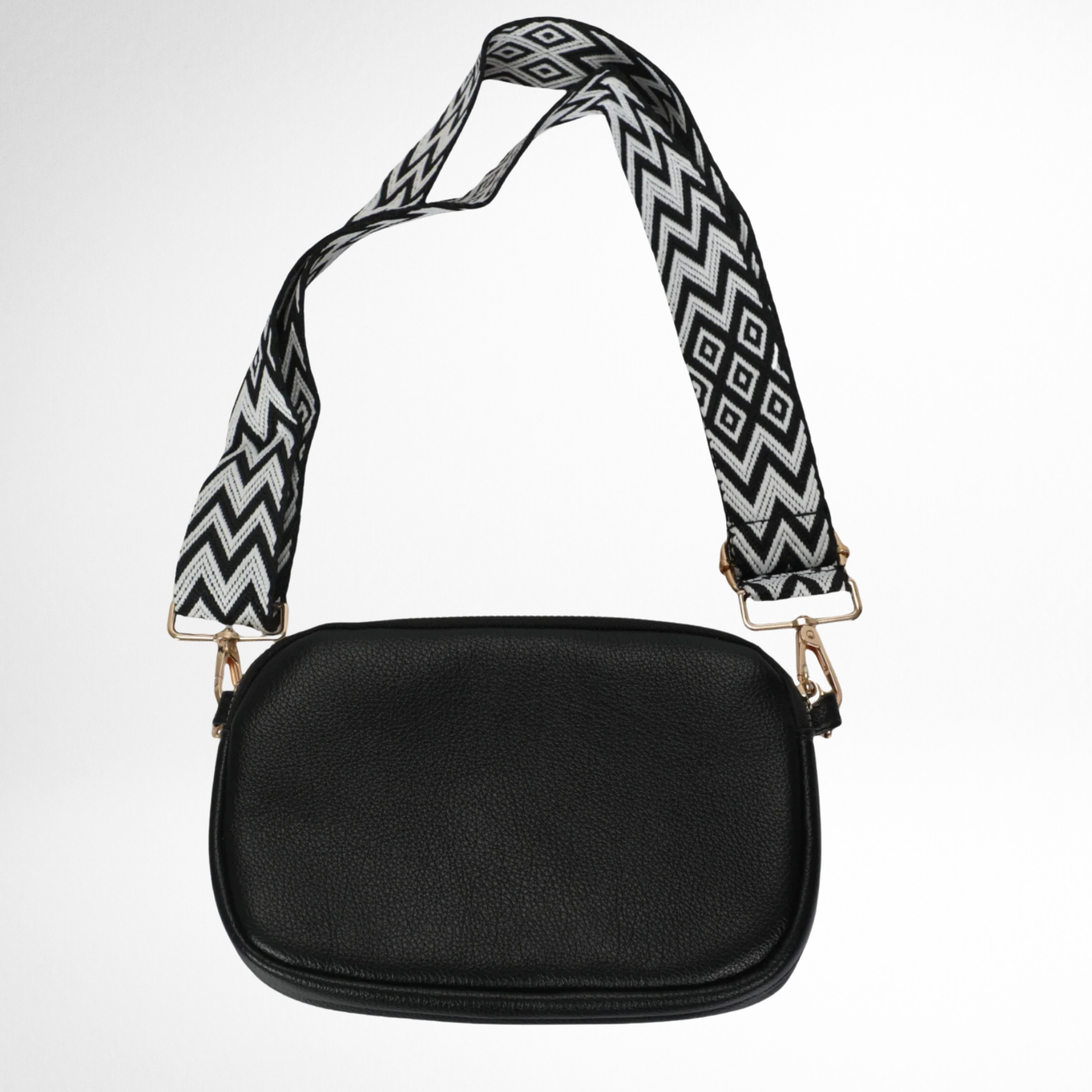 Hynes Eagle Women Compact Vegan Leather Crossbody – Convertible Small Shoulder Bag with Woven Strap & 3 Zipper Compartments