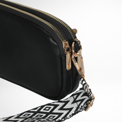 Hynes Eagle Women Compact Vegan Leather Crossbody – Convertible Small Shoulder Bag with Woven Strap & 3 Zipper Compartments