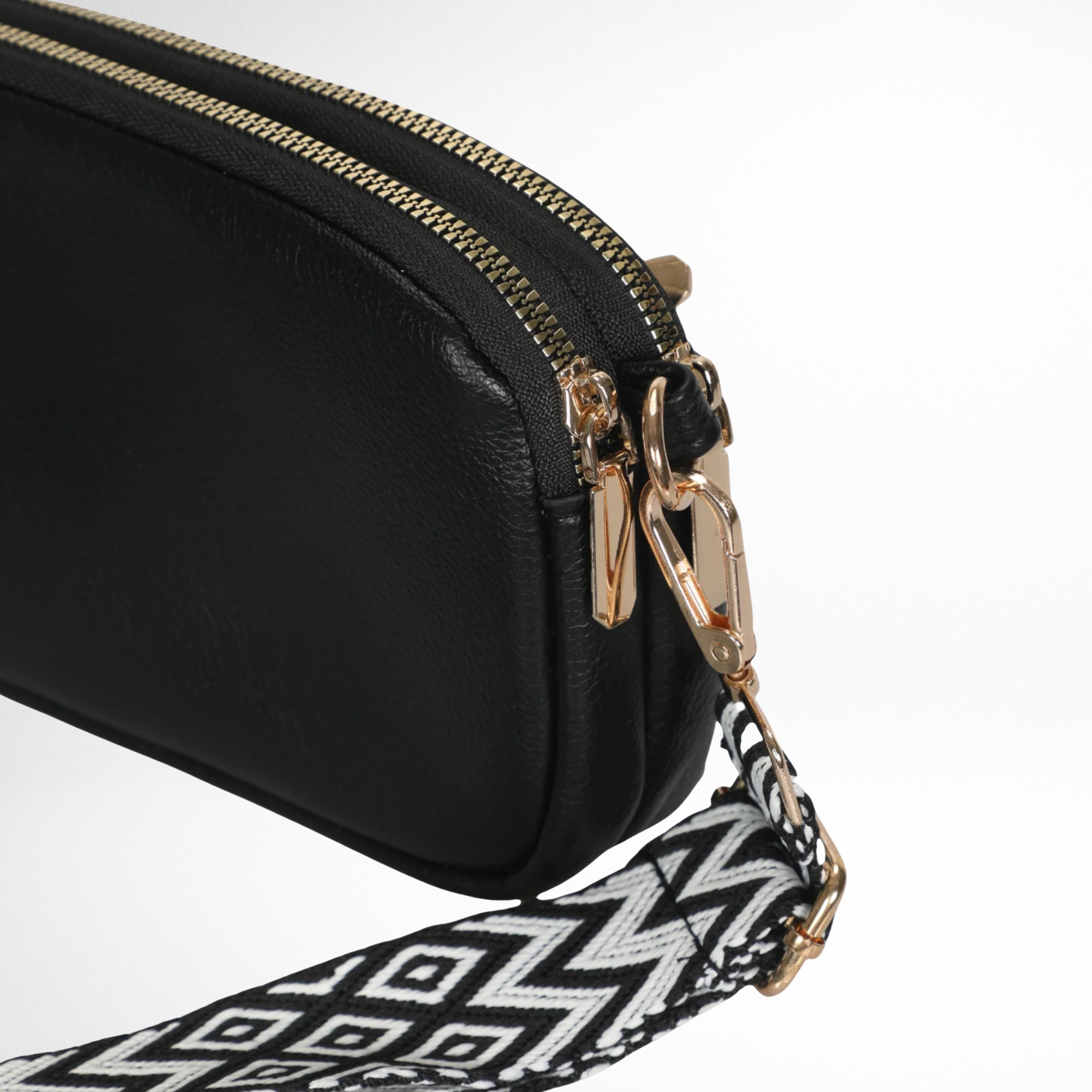 Hynes Eagle Women Compact Vegan Leather Crossbody – Convertible Small Shoulder Bag with Woven Strap & 3 Zipper Compartments