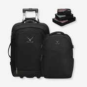 Hynes Eagle 63L Rolling Backpack x 3-Piece Packing Cube Set – 3-in-1 Travel Luggage with USB Port