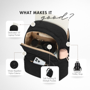 Hynes Eagle 20L Quilted Laptop Backpack – Lightweight Water-Resistant Nylon Travel & Work Backpack with 16" Laptop Sleeve