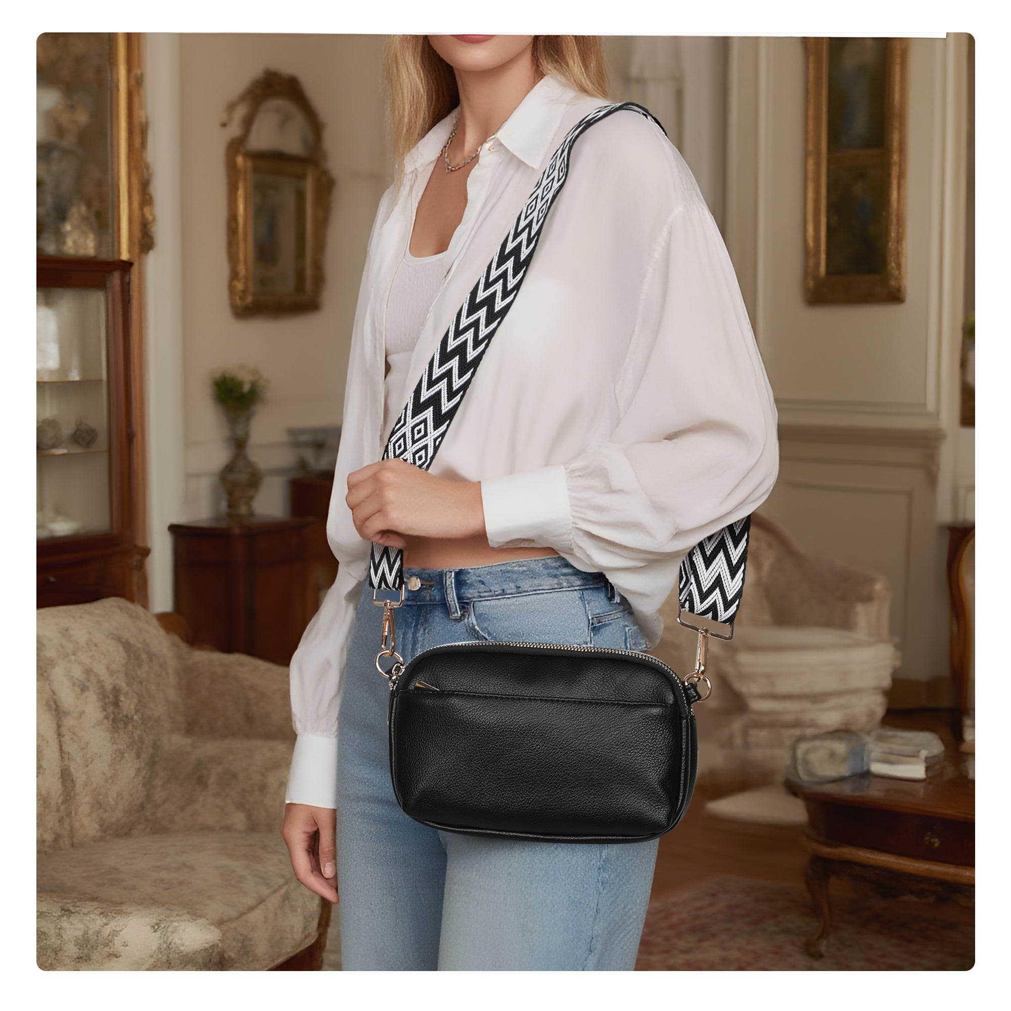 Hynes Eagle Compact Vegan Leather Crossbody – Convertible Strap Small PU Shoulder Bag