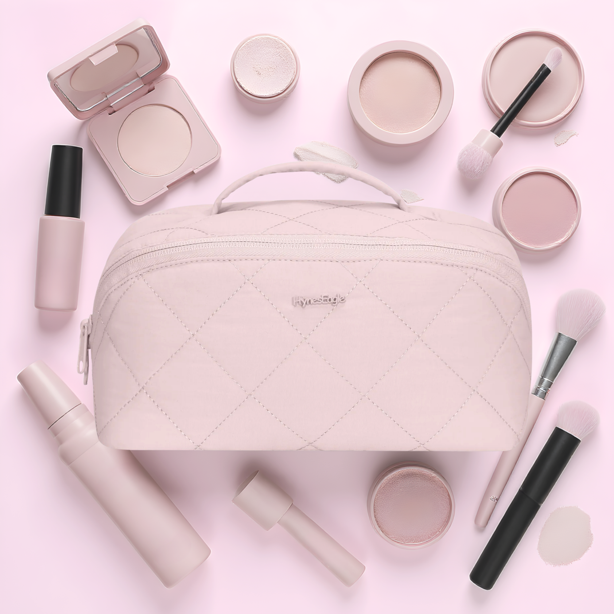 Hynes Eagle Women Quilted Makeup & Toiletry Organizer – Water-Resistant Travel Cosmetic Bag