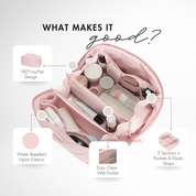 Hynes Eagle Women Quilted Makeup & Toiletry Organizer – Water-Resistant Travel Cosmetic Bag