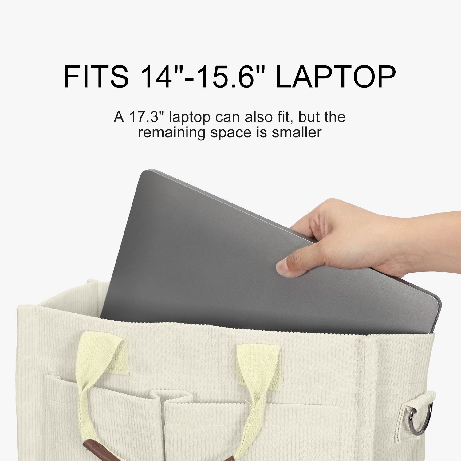 Corduroy Tote Bag-Beige