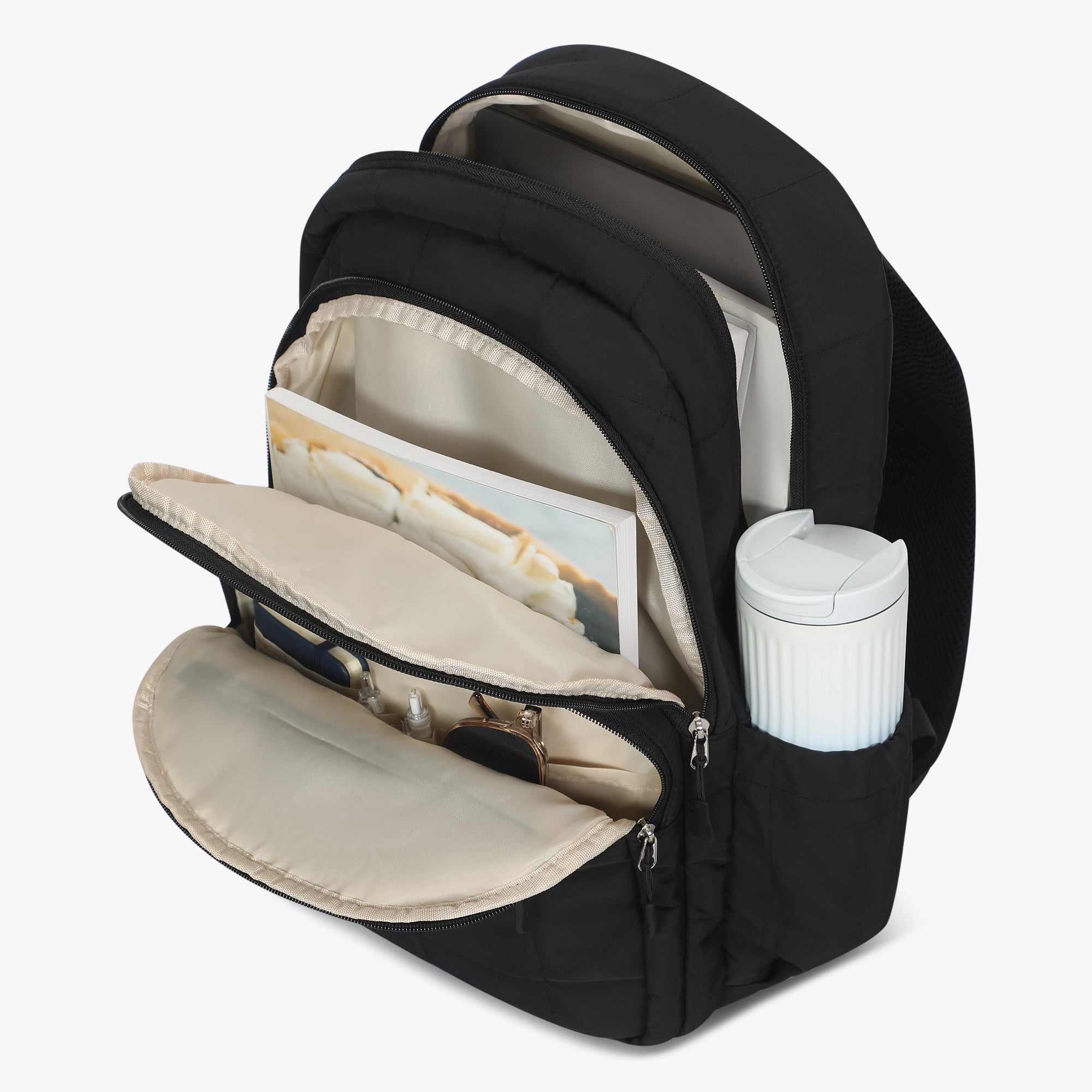Quilted Backpack-Black
