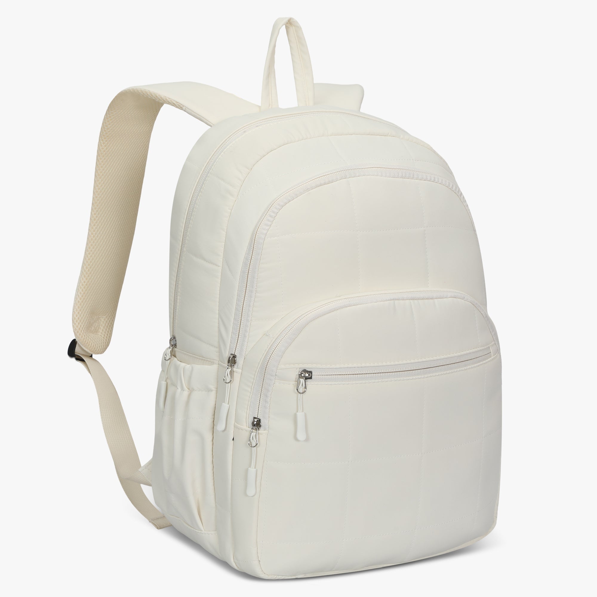 Quilted Backpack-Beige
