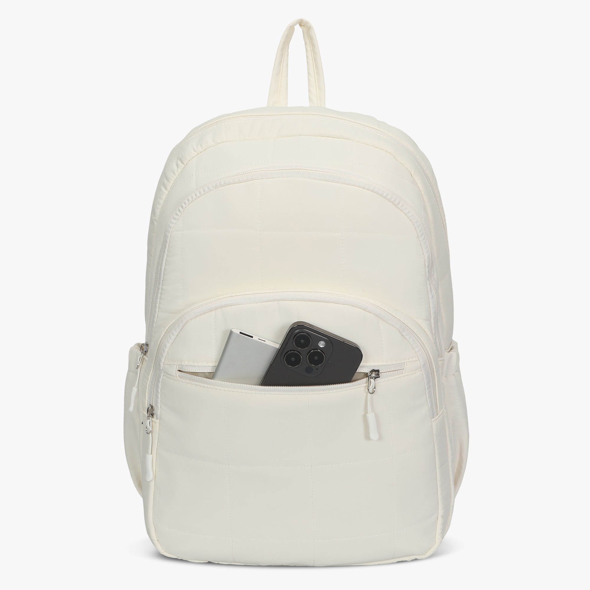 Quilted Backpack-Beige