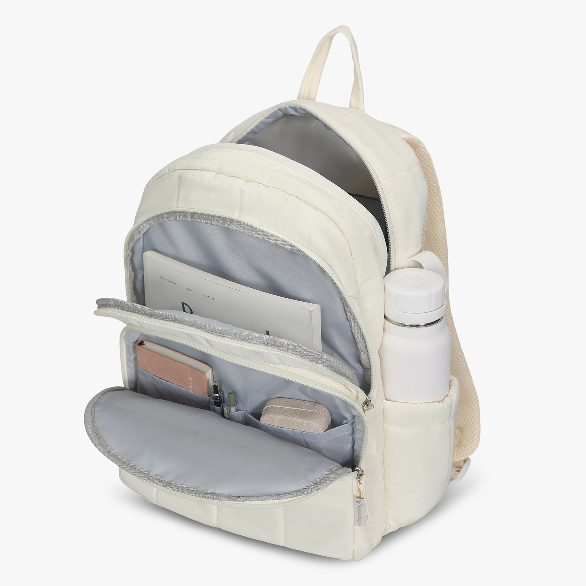 Hynes Eagle Quilted Square Backpack – Lightweight Water-Resistant Laptop Travel Bag – Fits 17” Device